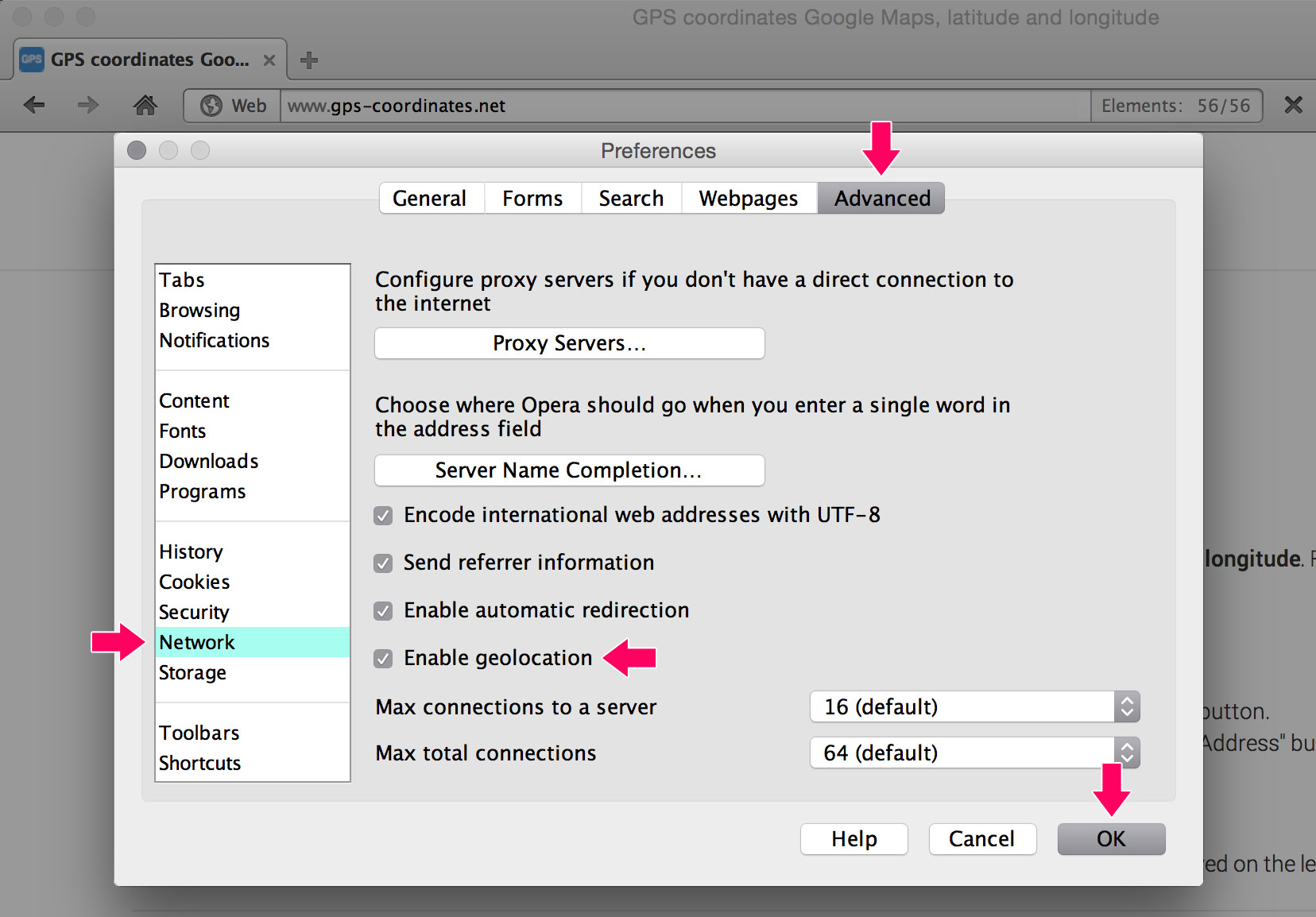 Opera enable geolocation